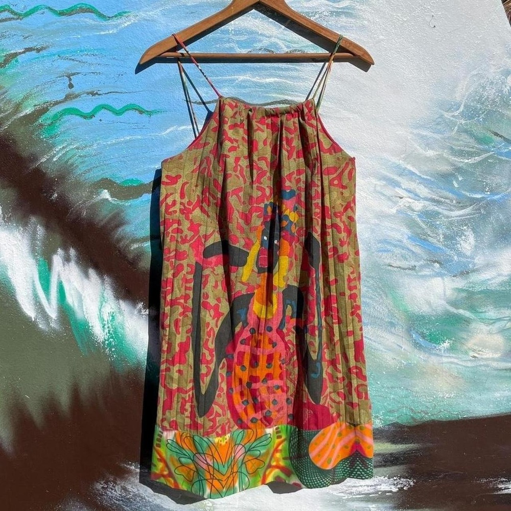 90s Desigual hippie patchwork cotton mini dress reversible